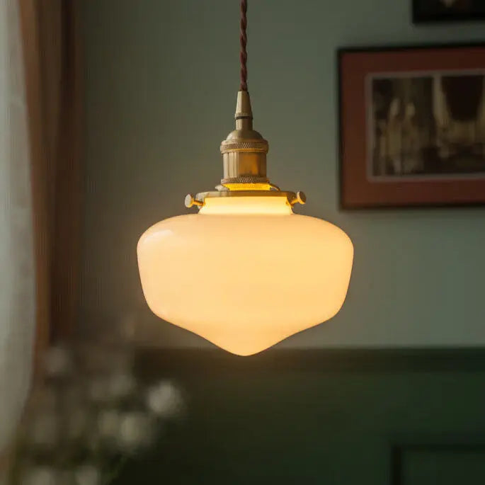 Nordic Vintage Lantern Brass Glass 1-light Pendant Light Lumendat