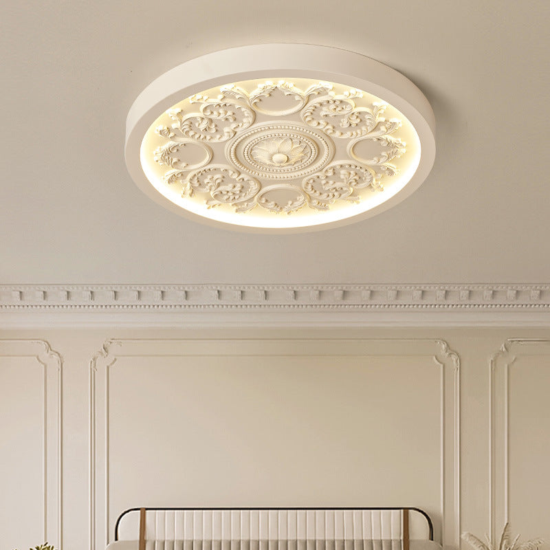 Modern Minimalist Carved Iron Resin Acrylic LED Flush Mount Ceiling Light for Bedroom