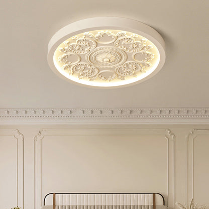 Modern Minimalist Carved Iron Resin Acrylic LED Flush Mount Ceiling Light for Bedroom
