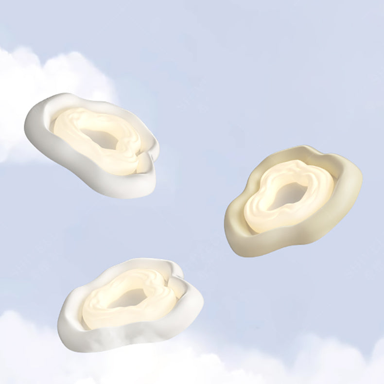 Modern Minimalist Cream Cloud Pe Iron LED Flush Mount Ceiling Light for Living Room