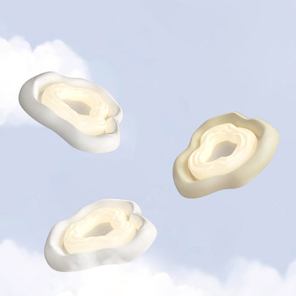 Modern Minimalist Cream Cloud Pe Iron LED Flush Mount Ceiling Light for Living Room