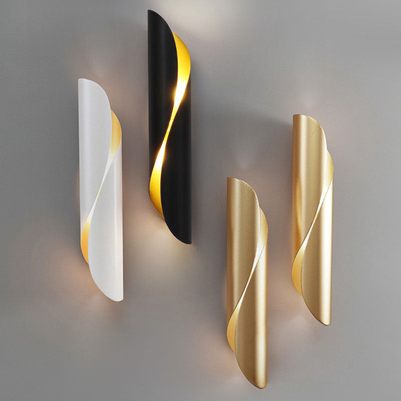 Contemporary Nordic Strip Spiral Iron 2-Light Wall Sconce Lamp For Hallway Lumendat