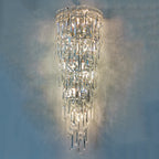 Contemporary Luxury Crystal Tassel Half Post 1-Light Wall Sconce Lamp For Living Room