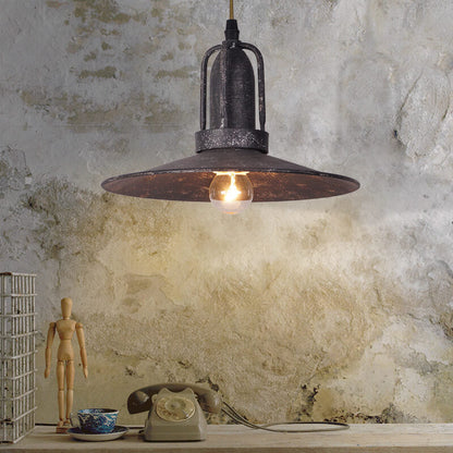 Contemporary Industrial Pot Lid Iron Antique 1-Light Pendant Light For Living Room