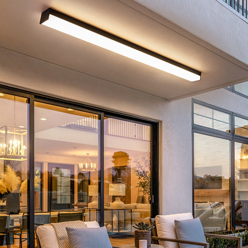 Modern Minimalist Long Rectangle Aluminum PC LED Flush Mount Ceiling Light For Outdoor Patio Lumendat