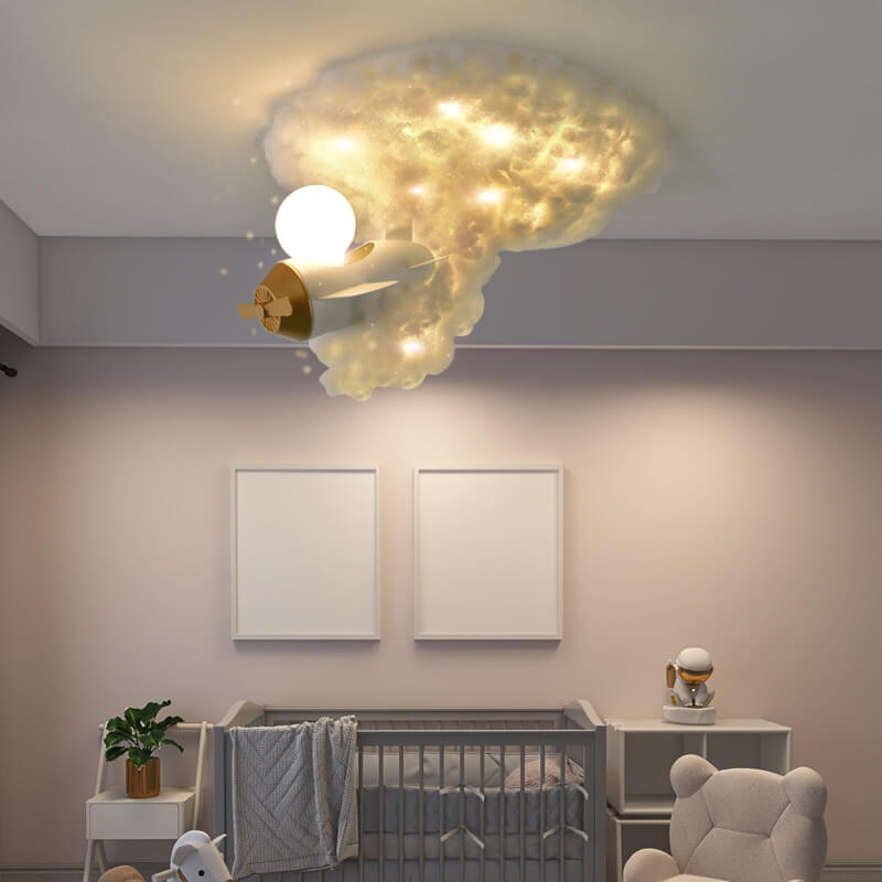 Modern Creative Spray Airplane Cotton 1/3/5-light Kids Flush Mount Ceiling Light