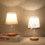 Nordic Vintage Fabric Cone Solid Wood LED Table Lamp Lumendat