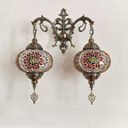 Tiffany Decorative Lantern Hardware Stained Glass 2-Light Wall Sconce Lamp Lumendat