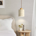 Contemporary Scandinavian Cylinder Cone Cement Solid Wood 1-light Pendant Light for Living Room