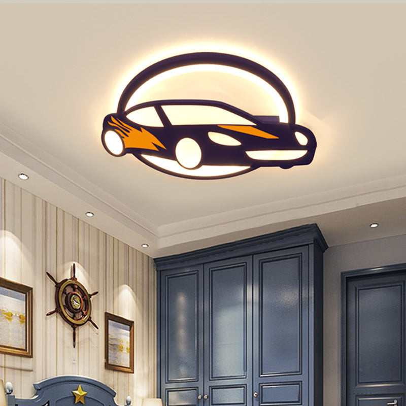 Lumendat Contemporary Creative Iron Acrylic Cartoon Sports Car LED Kids Flush Mount Ceiling Light For Bedroom Lumendat