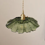 Traditional Vintage Lotus Leaf Glass Brass 1-light Pendant Light for Living Room BulbSquare