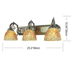 Tiffany Mediterranean Horn Stained Glass 3-Light Bathroom Vanity Mirror Front Wall Sconce Lamp Lumendat