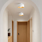 Minimalist Dome Wood Grain Iron 1-Light Semi- Flush Mount Ceiling Lumendat