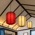 Modern Chinese Faux Sheepskin Wooden Lantern 1-light Pendant Light Lumendat