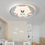 Lumendat Contemporary Creative Kids Round Bear Iron Acrylic LED Flush Mount Ceiling Light For Bedroom Lumendat