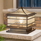 European Outdoor Brass Glass Square 1/2 Light Waterproof Pillar Landscape Light Lumendat
