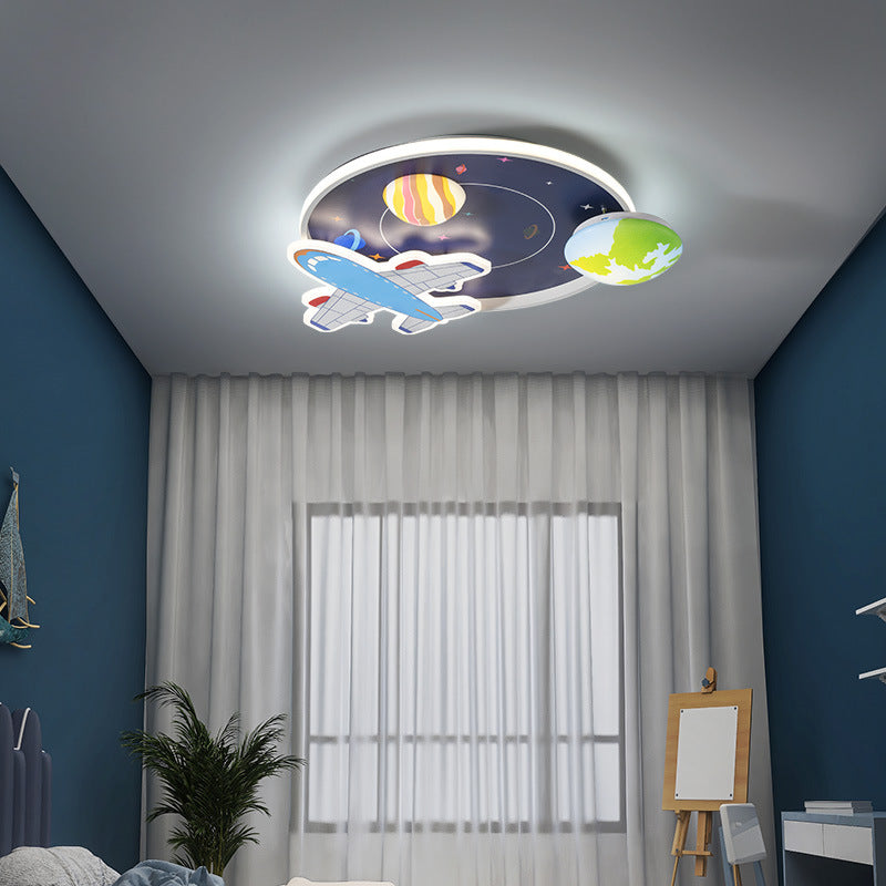 Lumendat Cartoon Creative Aircraft Space LED Kids Flush Mount Ceiling Light Lumendat