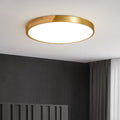 Modern Light Luxury Round All Copper Wood LED Flush Mount Lighting