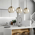 Contemporary Nordic Iron Glass Round Geometric Jar 1-Light Pendant Light For Living Room & Bedroom Lumendat