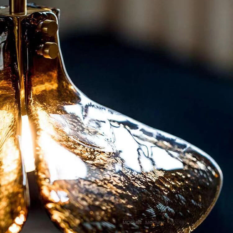 Vintage Amber Glass Floral Brass 1-light Pendant Light BulbSquare