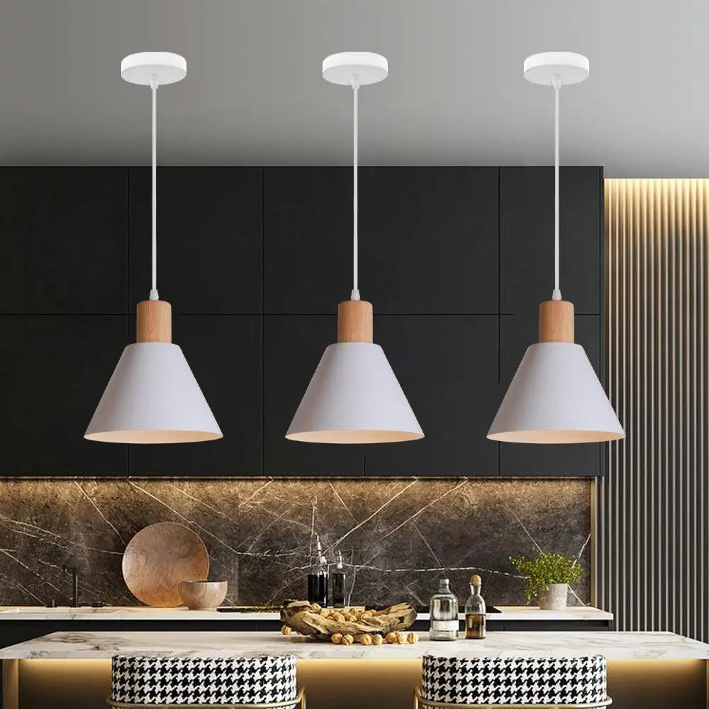 Nordic Vintage Iron Cone Wood Top 1-light Pendant Light modern luxury lighting fixture