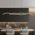 Nordic Minimalist Long Strip Wave Design Island Light LED Chandelier Lumendat