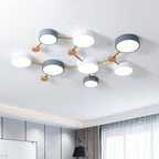 Scandinavian Minimalist Solid Wood Iron LED Flush Mount Lighting BulbSquare