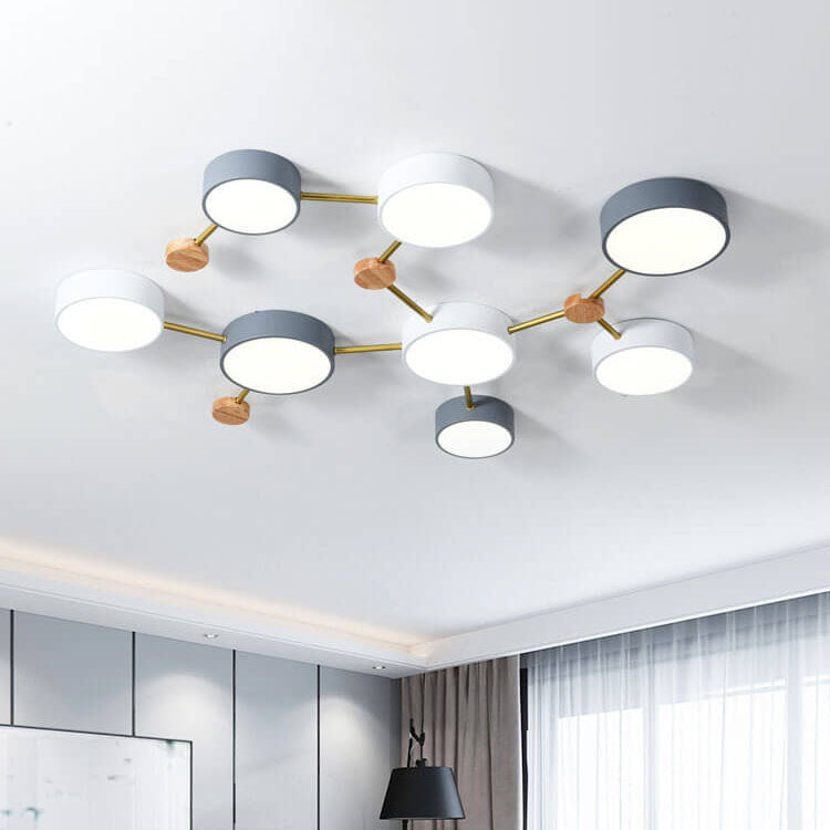 Scandinavian Minimalist Solid Wood Iron LED Flush Mount Lighting BulbSquare