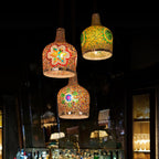 Modern Creative Stained Glass Bottle 1-light Pendant Light BulbSquare