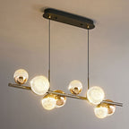 Modern Luxury Acrylic Spherical Iron Rod LED Island Light Chandelier BulbSquare