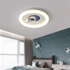 Lumendat Contemporary Creative Kids Round Rocket Astronaut Iron Acrylic LED Flush Mount Ceiling Light For Bedroom Lumendat