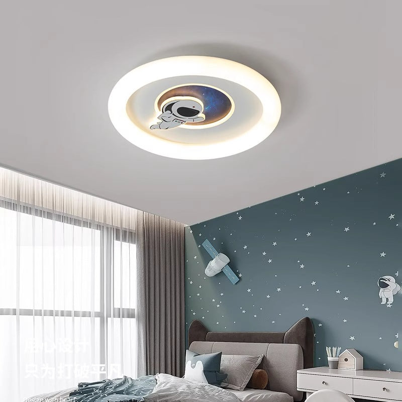 Lumendat Contemporary Creative Kids Round Rocket Astronaut Iron Acrylic LED Flush Mount Ceiling Light For Bedroom Lumendat