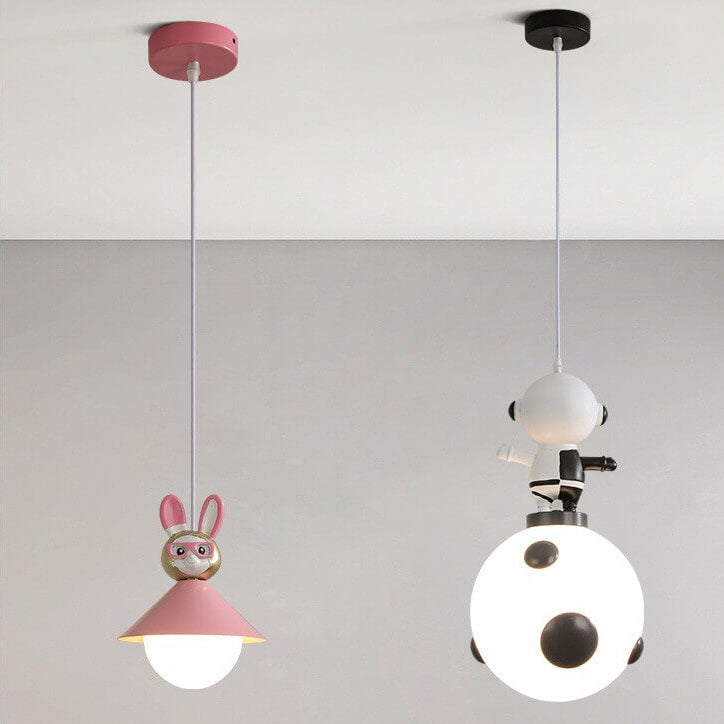 Lumendat Nordic Cartoon Resin Rocket Snowman 1-Light Kids Pendant Light Lumendat