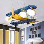 Lumendat Contemporary Creative Cartoon Metal Aircraft Glass Shade 5-Light Kids Chandelier For Bedroom Lumendat