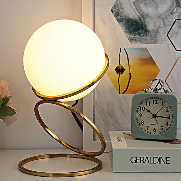 Modern Creative Spiral Circle Base Glass Ball 1-Light Table Lamp Lumendat
