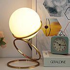 Modern Creative Spiral Circle Base Glass Ball 1-Light Table Lamp Lumendat