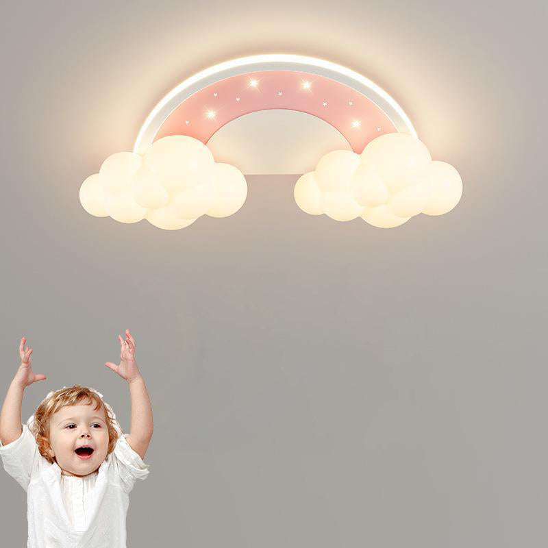 Lumendat Modern Art Deco Kids Iron PE Cloud Rainbow Semicircular Astronaut LED Flush Mount Ceiling Light For Bedroom Lumendat