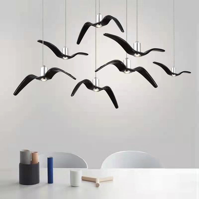 Contemporary Nordic Personality Wrought Iron Seagull LED Pendant Light For Living Room