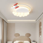 Lumendat Modern Art Deco Kids Iron PE Rocket Cloud Round LED Flush Mount Ceiling Light For Bedroom Lumendat