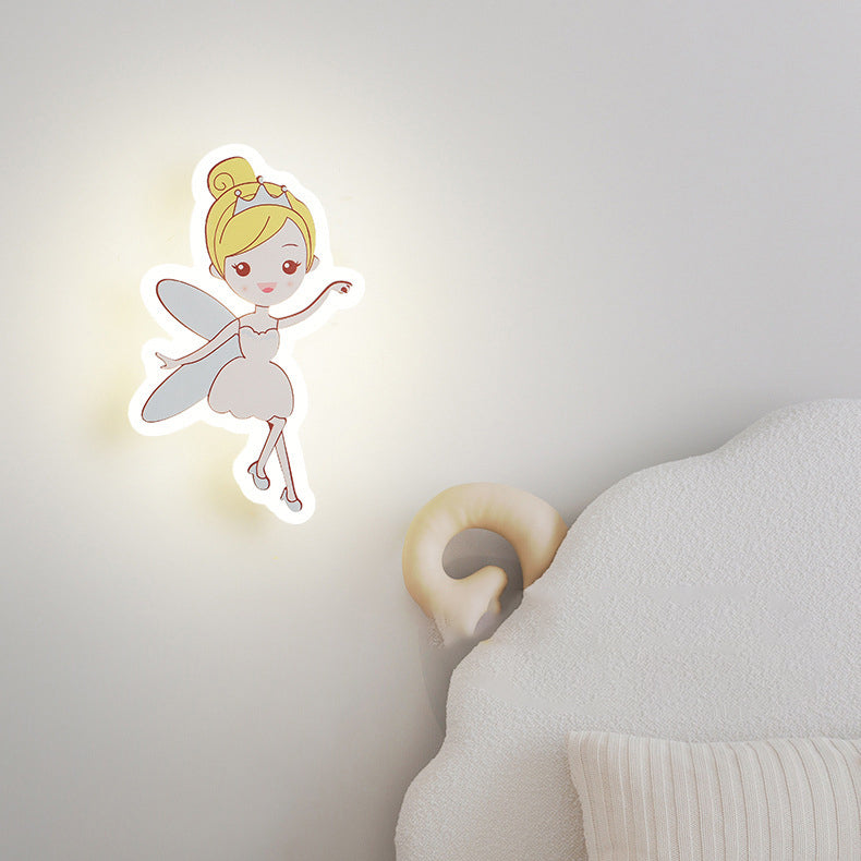 Lumendat Contemporary Creative Acrylic Cartoon Fairy Astronaut Iron LED Kids Wall Sconce Lamp For Bedroom Lumendat