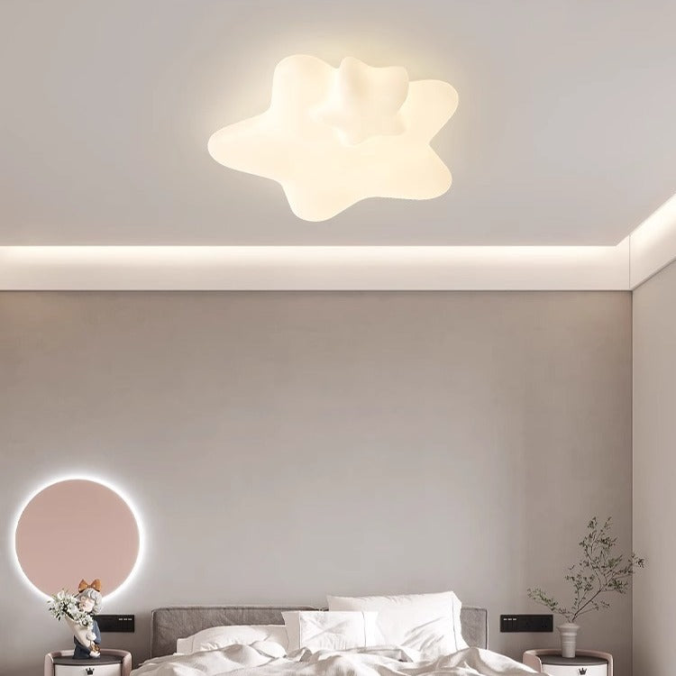 Lumendat Modern Art Deco Kids PE Iron Star Moon LED Flush Mount Ceiling Light For Bedroom Lumendat