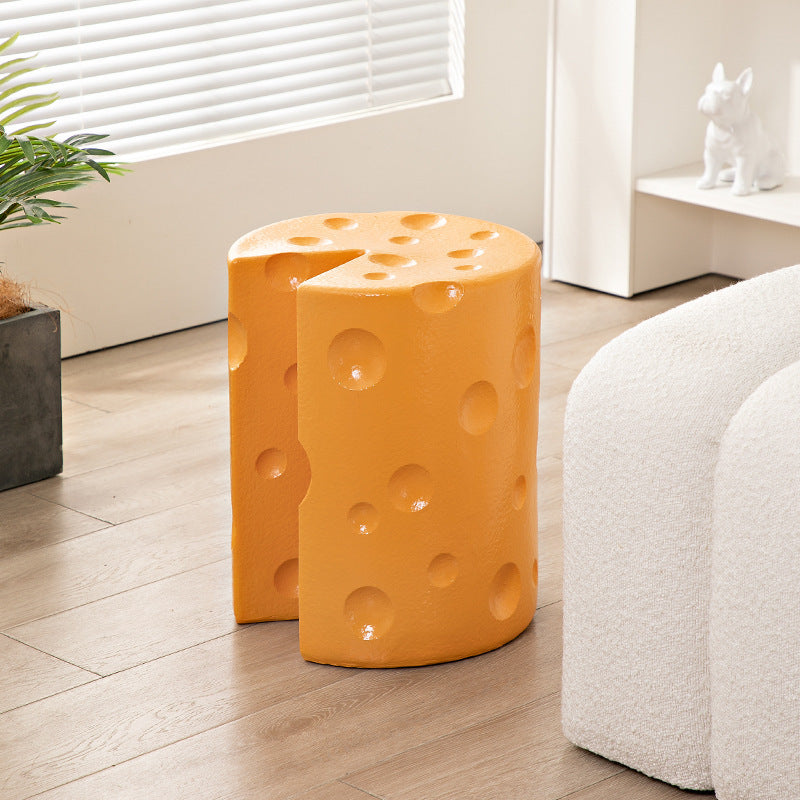 Lumendat Contemporary Creative Kids Round Cylinder Cheese Resin Side Table For Bedroom Lumendat