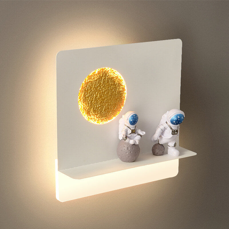 Lumendat Contemporary Creative Iron Resin Round Astronaut LED Wall Sconce Lamp For Bedroom Lumendat
