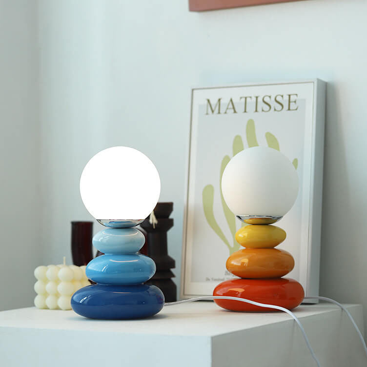 Modern Minimalist Pebble Ceramic Glass USB LED Table Lamp Lumendat