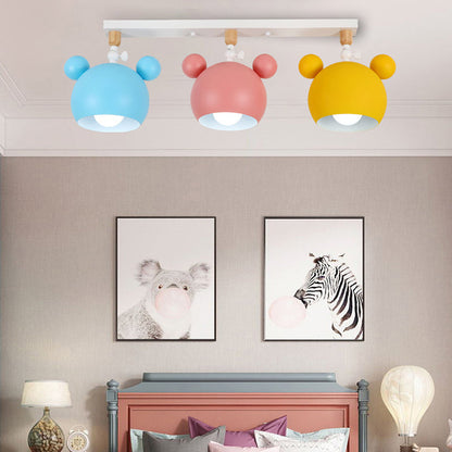 Contemporary Scandinavian Macaron Round Iron Rotatable 1-light Semi-flush Mount Ceiling Light for Living Room