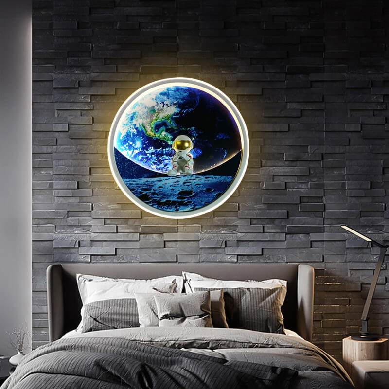 Lumendat Modern Creative Children's Wrought Iron Imitation Moon LED Wall Sconce Lamp Lumendat