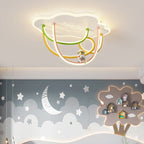 Lumendat Contemporary Creative Cartoon Astronaut Cloud Iron Aluminum Rainbow Curve LED Kids Flush Mount Ceiling Light For Bedroom Lumendat