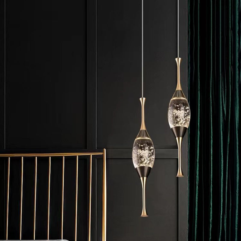 Contemporary Luxury Aluminum Water Drop Crystal LED Pendant Light for Living Room