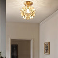 Modern Art Deco Petal Bubble Glass Shade Brass Frame 1-Light Semi-Flush Mount Ceiling Light For Living Room Lumendat