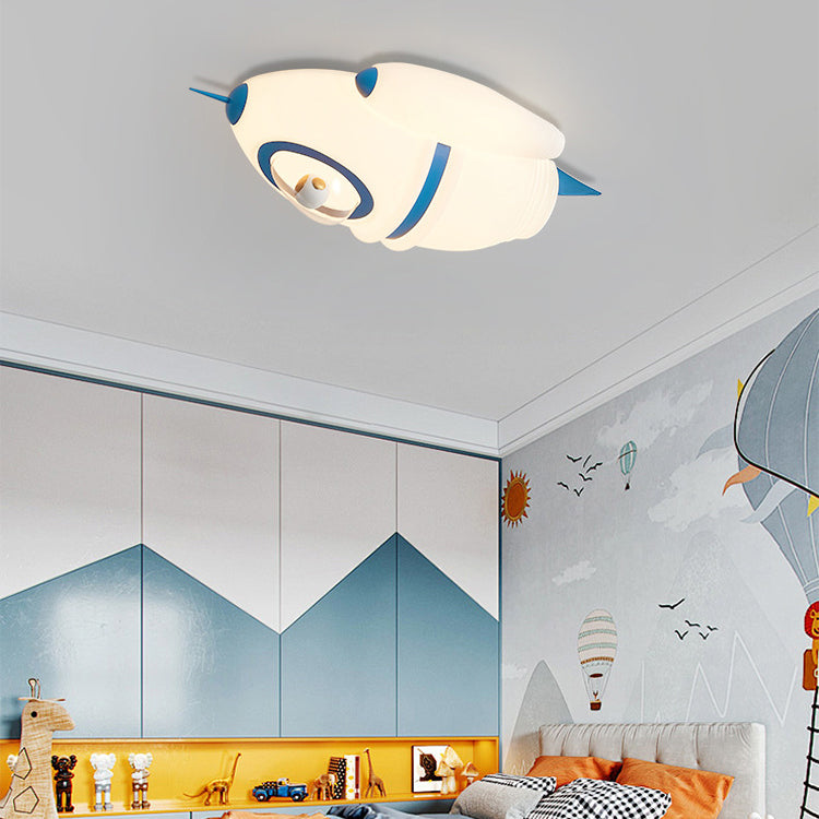 Lumendat Contemporary Creative Kids Rocket Iron Plastic LED Flush Mount Ceiling Light For Bedroom Lumendat